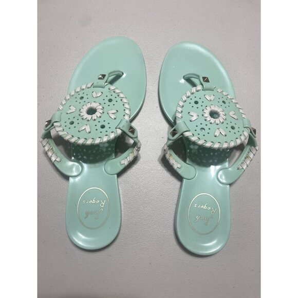 Jack Rogers Collins Jelly Sandals Women Size 7 Mint Green Thong Flip Flops - Picture 6 of 6